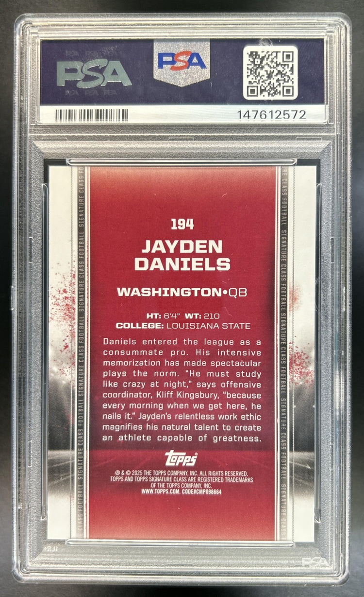 Jayden Daniels 2024 Topps Signature Class #194 RC Commanders PSA 10