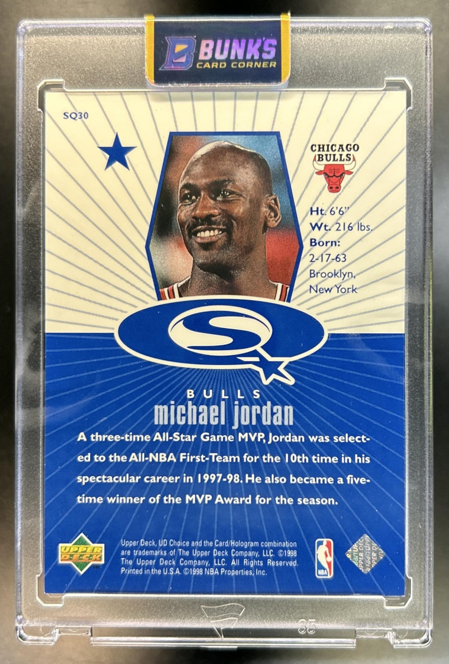 Michael Jordan 1998-99 Upper Deck Choice #SQ30 StarQuest Blue Bulls