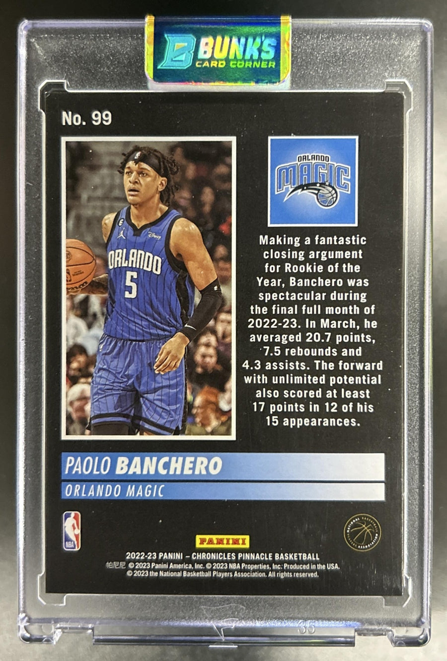 Paolo Banchero 2022-23 Panini Chronicles #99 Pinnacle Magic 12/25 RC