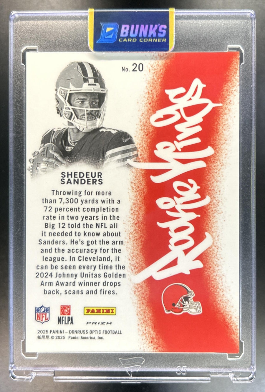 Shedeur Sanders 2025 Panini Donruss Optic #20 Rookie Kings RC Browns