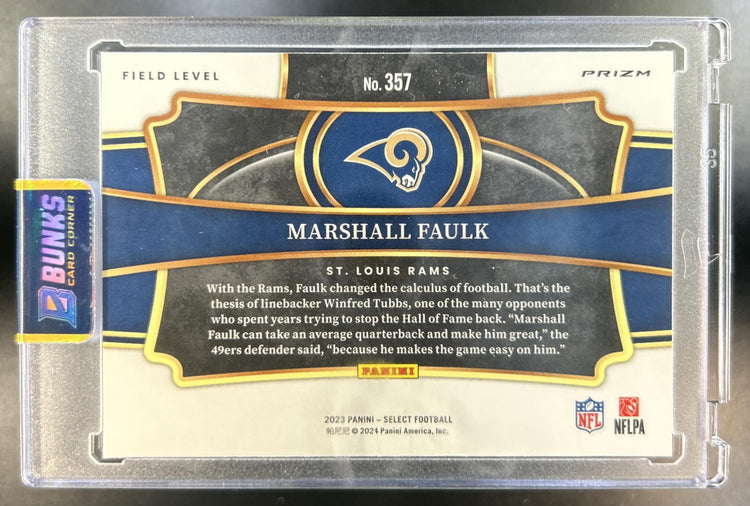 Marshall Faulk 2023 Panini Select #357 Cosmic Prizm SSP Field Level Rams