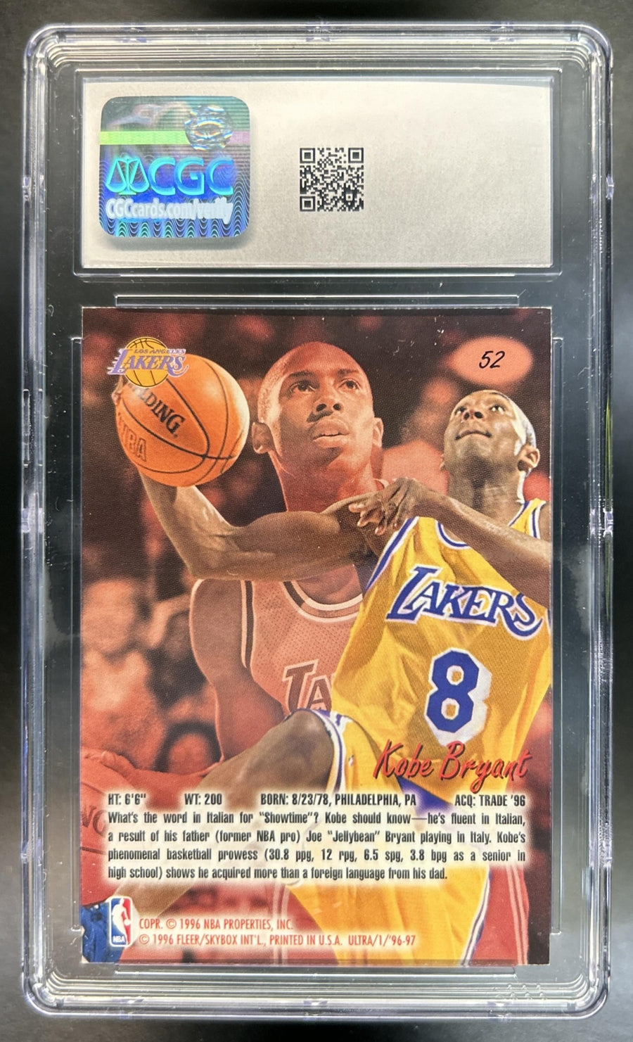 Kobe Bryant 1996-97 Fleer Ultra #52 RC Lakers CGC 8.5