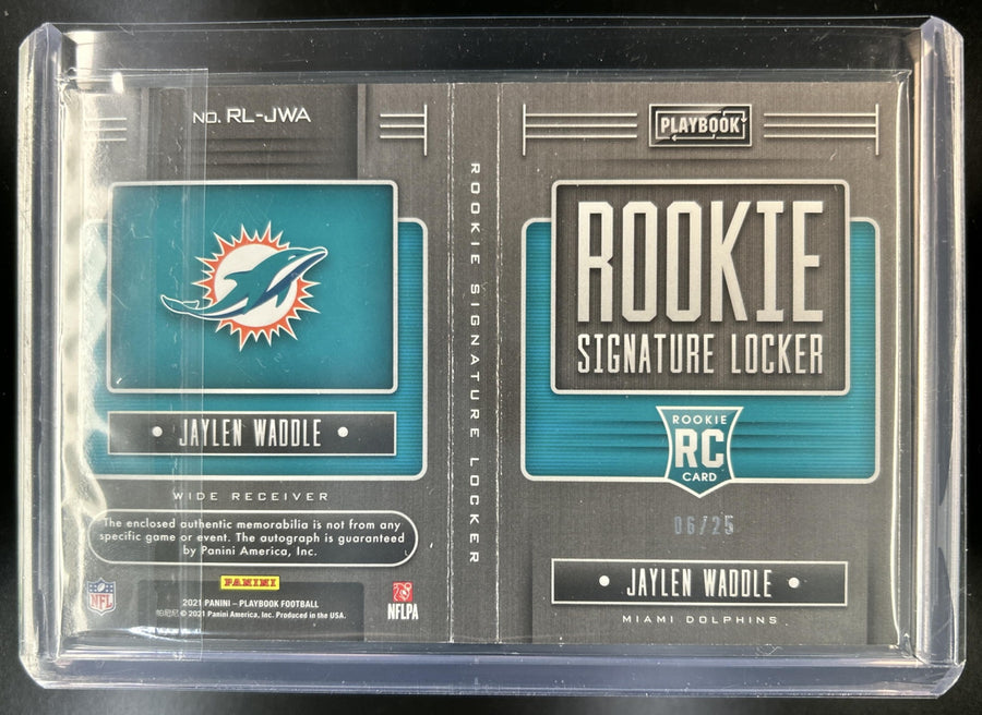 Jaylen Waddle 2021 Panini Playbook #RL-JWA Rookie Signature Locker Prime 6/25 RC Auto Dolphins