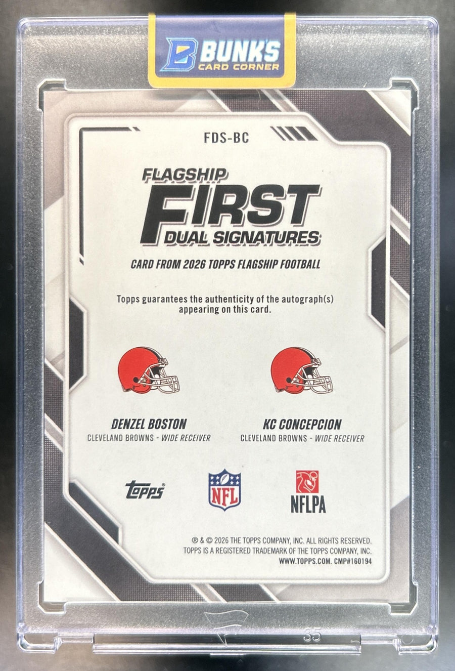 Denzel Boston KC Concepcion 2026 Topps #FDS-BC First Dual Signatures RC SSP Auto Browns