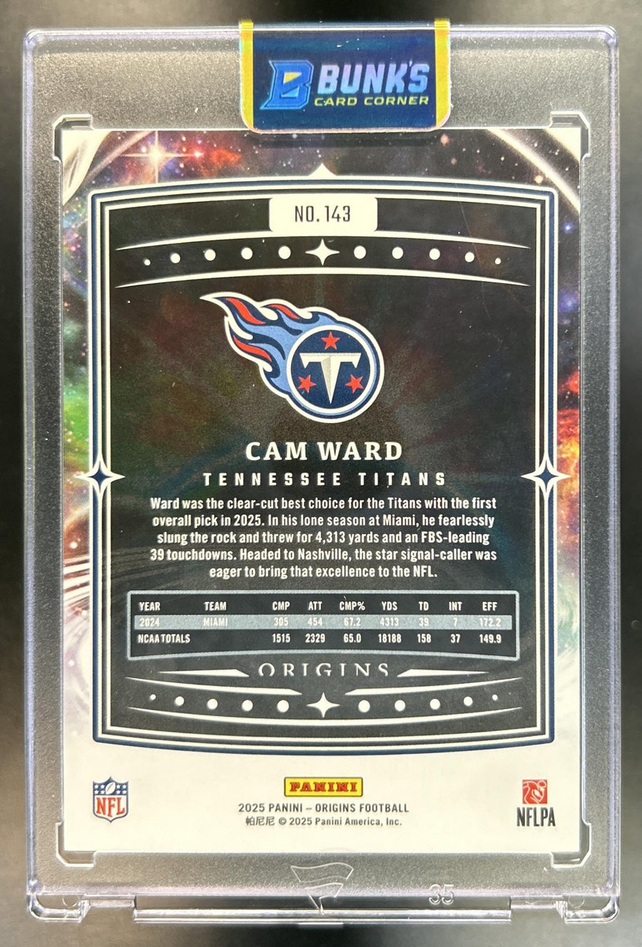 Cam Ward back image