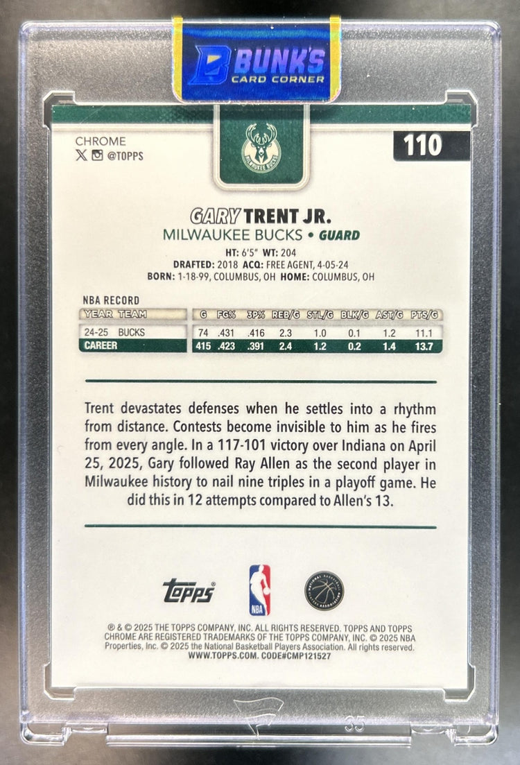 Gary Trent Jr. 2025-26 Topps Chrome #110 Gold Refractor 12/50 Bucks