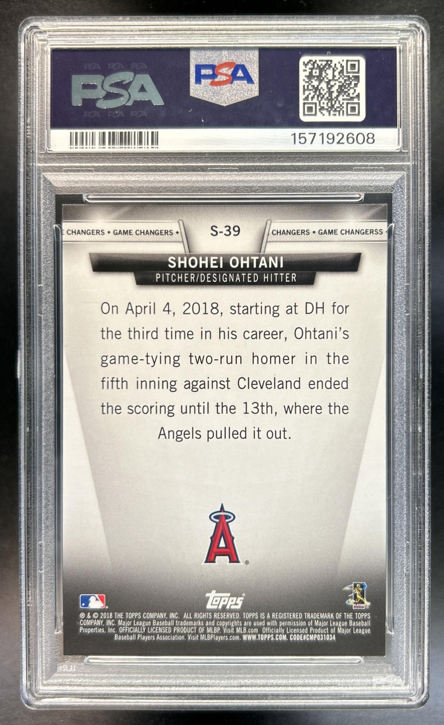 Shohei Ohtani 2018 Topps Update #S-39 Salute RC Angels PSA 9