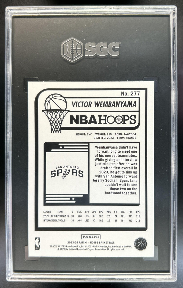 Victor Wembanyama 2023-24 Panini Hoops #277 RC Spurs SGC 9.5