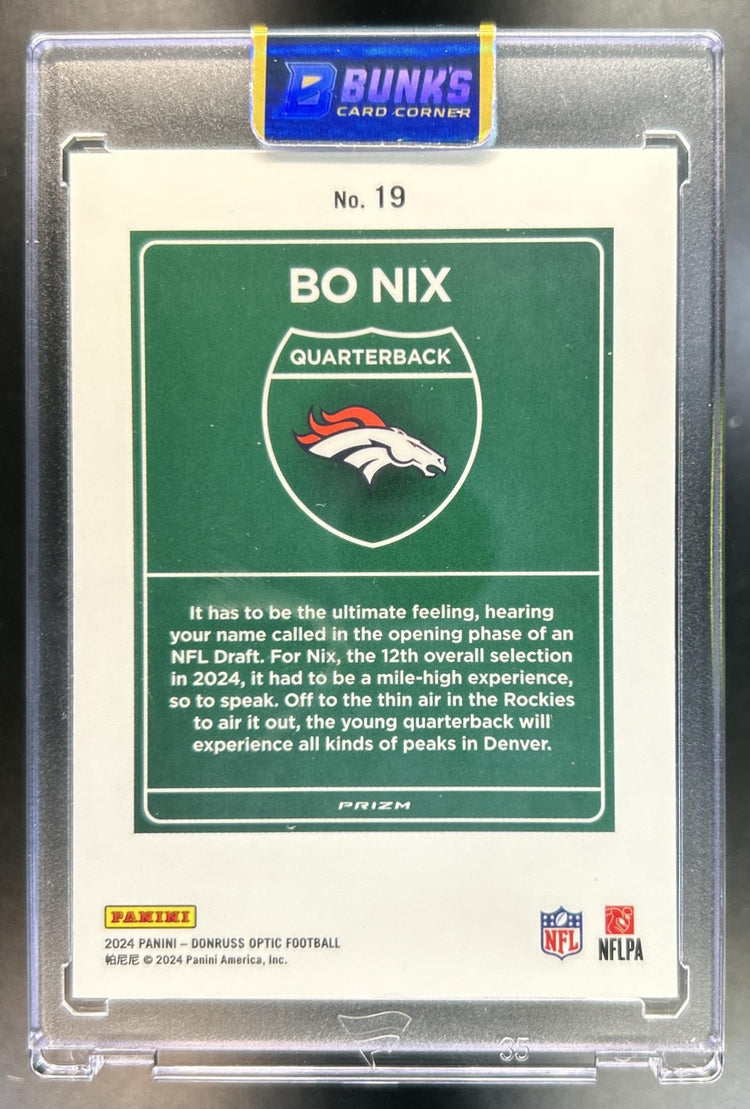 Bo Nix 2024 Panini Donruss Optic #19 Downtown! RC SSP Broncos