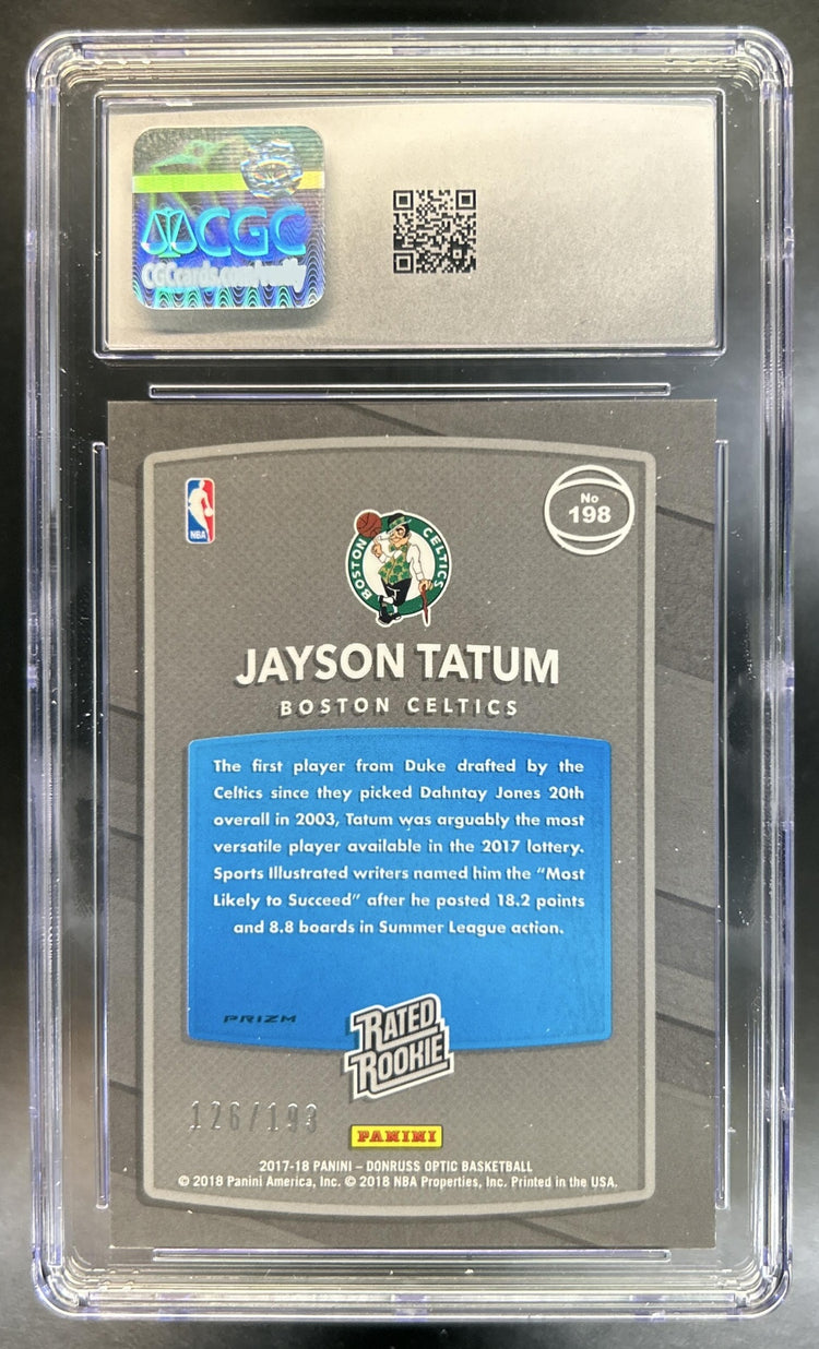 Jayson Tatum 2017-18 Panini Donruss Optic #198 Orange 126/199 RC Celtics CGC 9