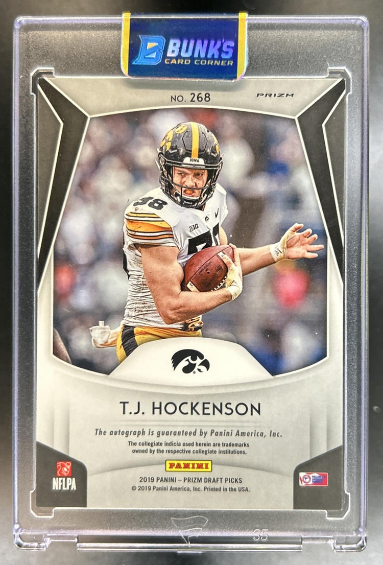 T.J. Hockenson 2019 Panini Prizm Draft Picks #268 Prizms Silver Auto RC Hawkeyes
