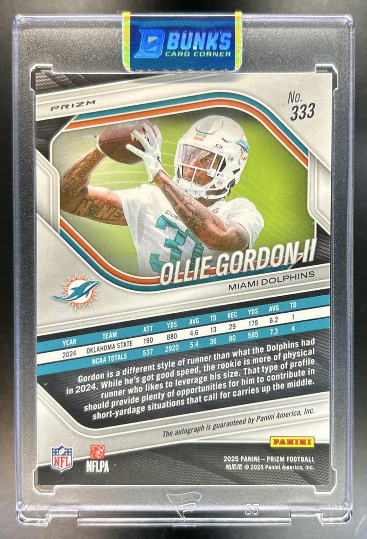 Ollie Gordon II 2025 Panini Prizm #333 Rookie Auto Pink RC Dolphins
