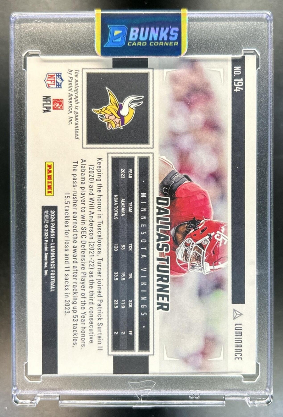 Dallas Turner back image