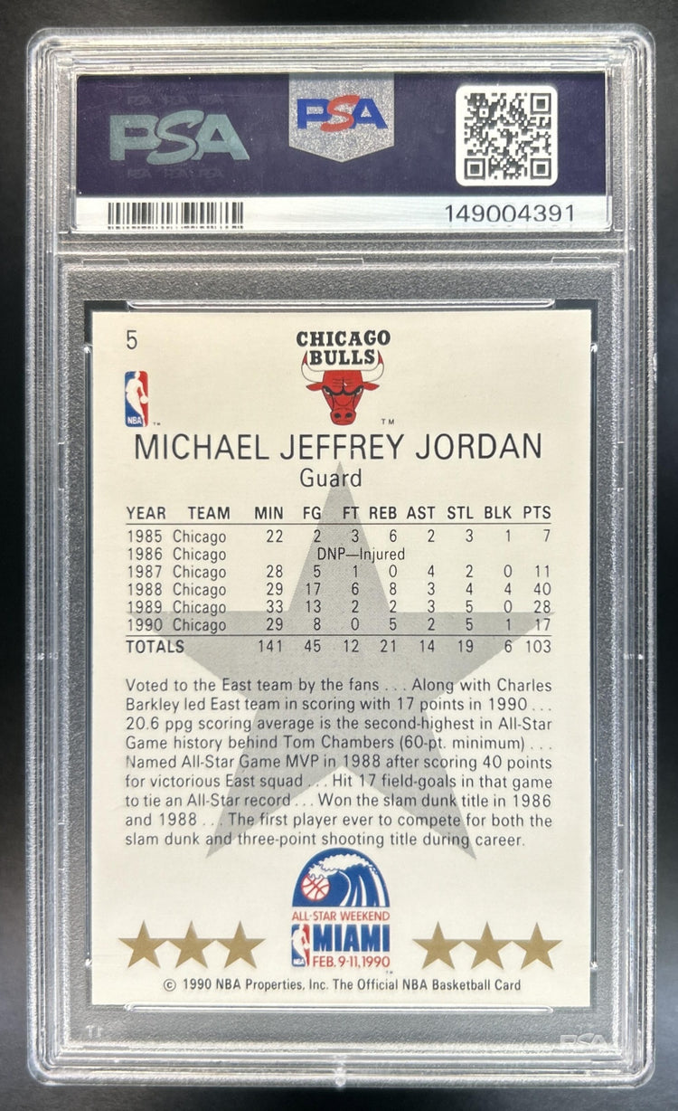 Michael Jordan 1990-91 Hoops #5 Bulls PSA 9