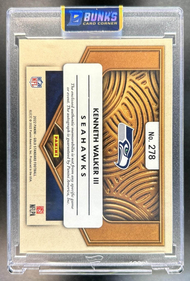 Kenneth Walker III 2022 Panini Gold Standard #278 130/149 MEM Auto RC Seahawks