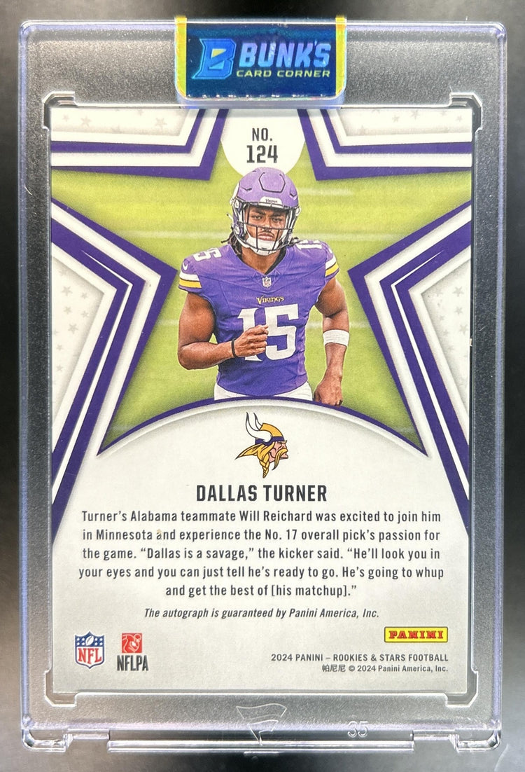 Dallas Turner 2024 Panini Rookies & Stars #124 Rookie Signatures Longevity 159/349 RC Auto Vikings