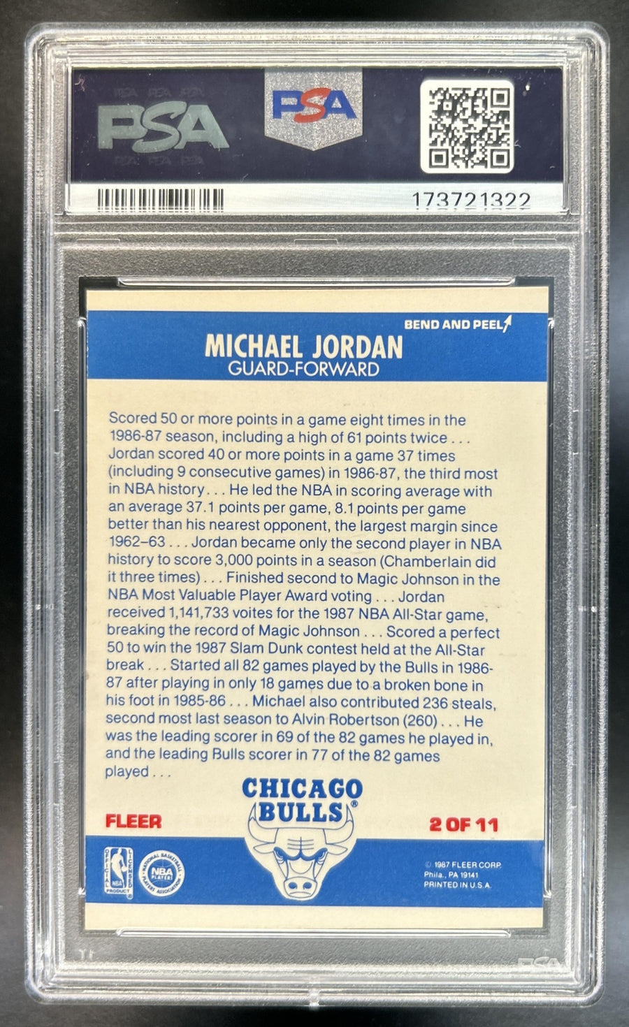 Michael Jordan 1987-88 Fleer #2 Stickers Bulls PSA 5