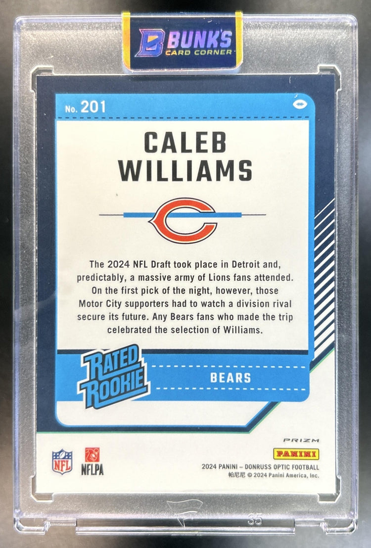 Caleb Williams 2024 Panini Donruss Optic #201 Purple Shock Rated Rookie Bears