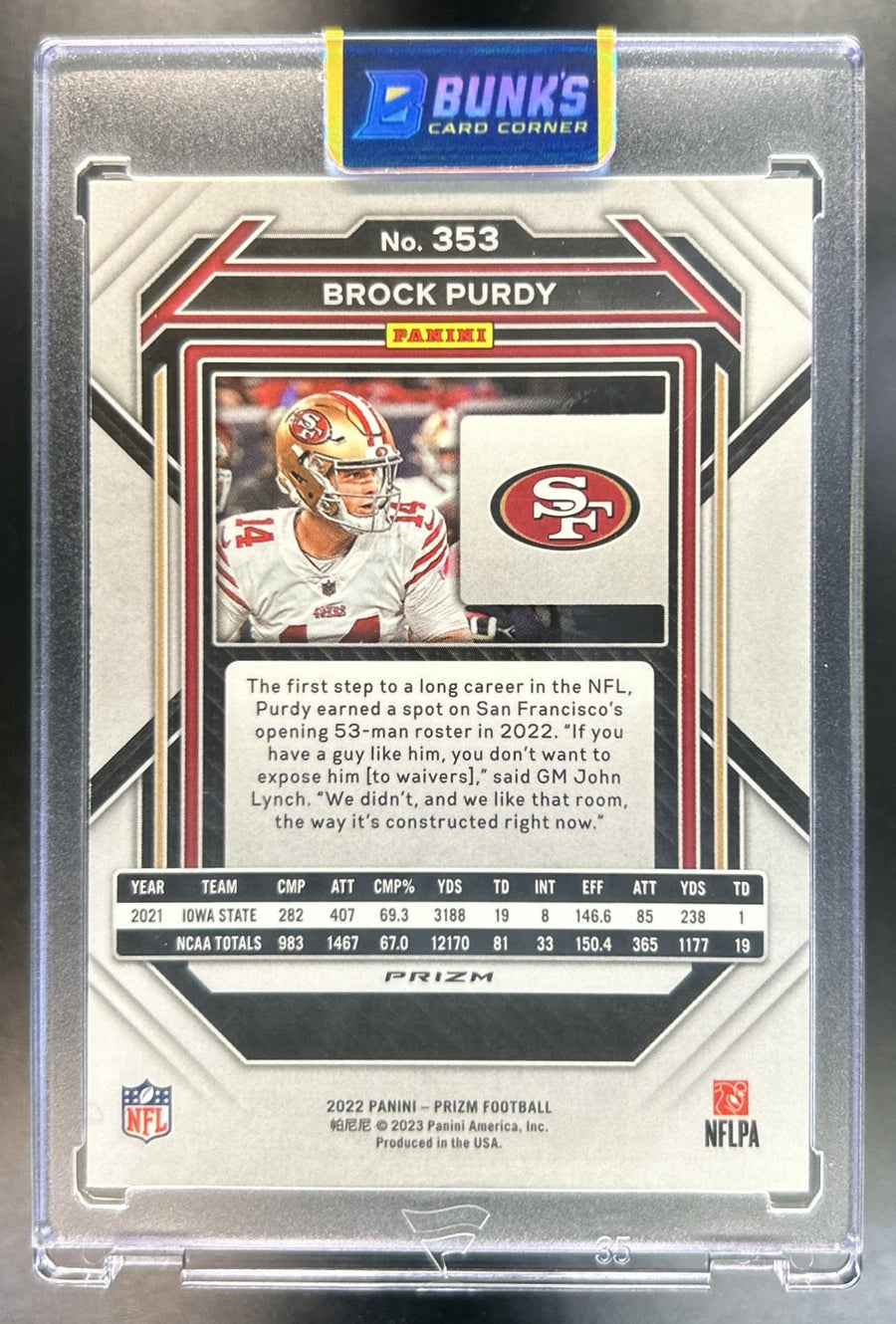Brock Purdy 2022 Panini Prizm #353 Red White and Blue RC 49ers