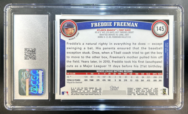 Freddie Freeman 2011 Topps #145 RC Braves CGC 10