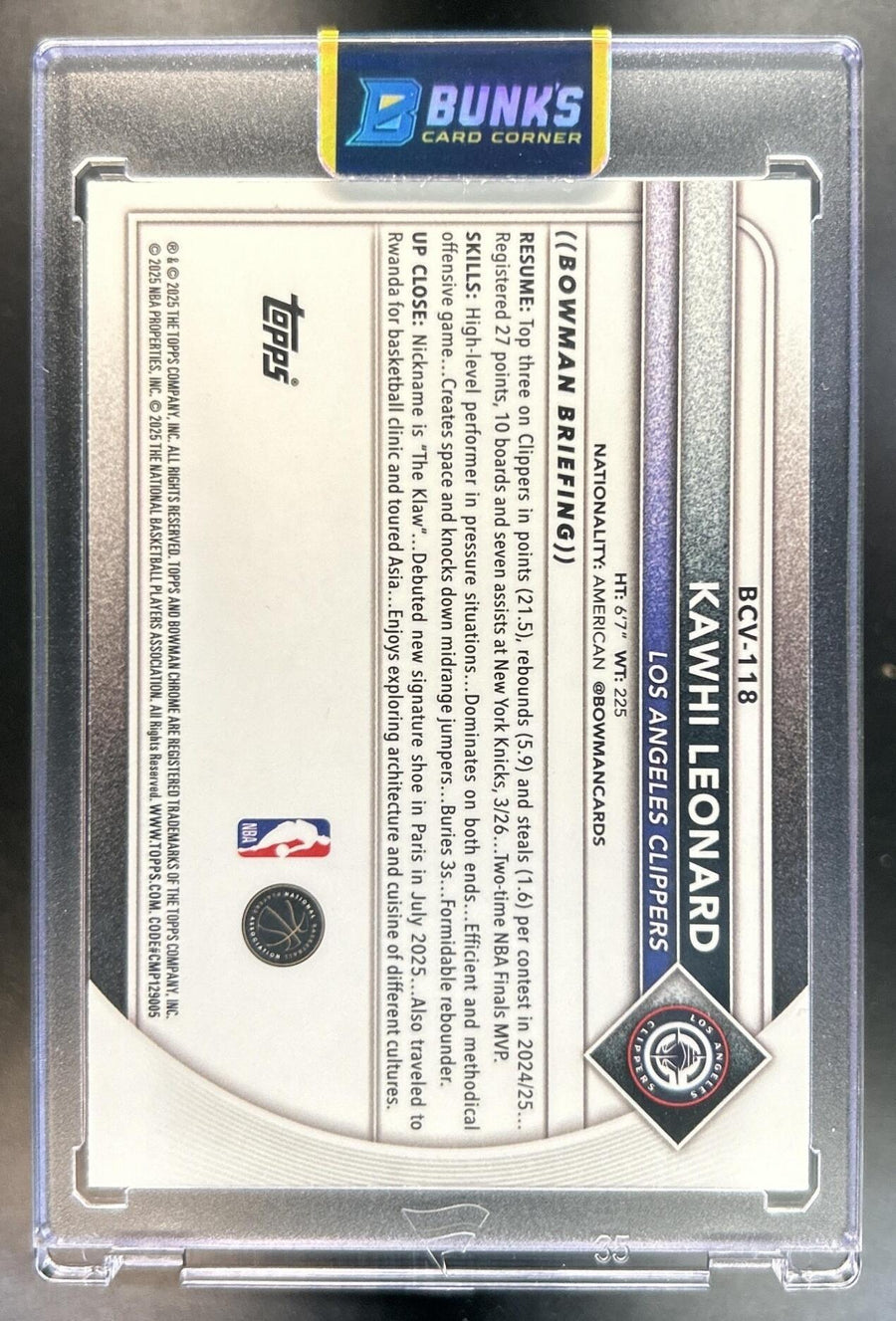 Kawhi Leonard back image