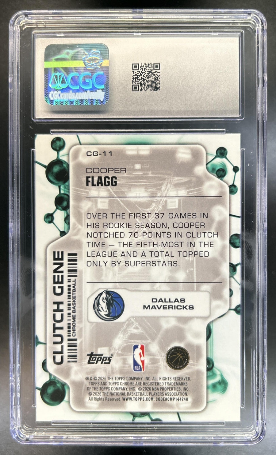 Cooper Flagg 2025-26 Topps Chrome Update #CG-11 Clutch Gene RC Mavericks