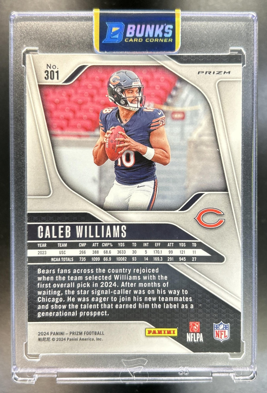 Caleb Williams 2024 Panini Prizm #301 Green Wave RC Bears