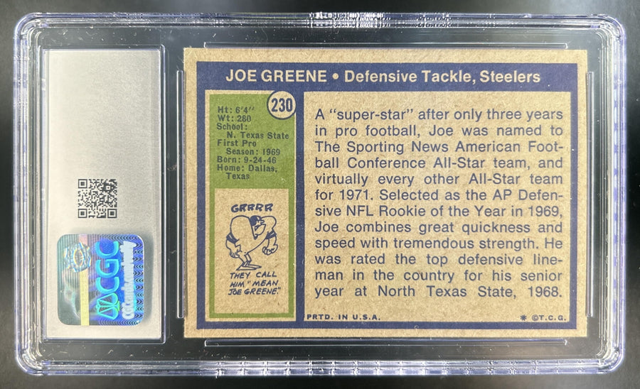 Joe Greene 1972 Topps HOF #230 Steelers CGC 4.5