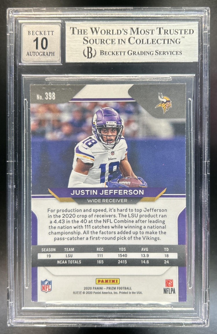 Justin Jefferson 2020 Panini Prizm #398 Rookie Auto Silver RC Vikings