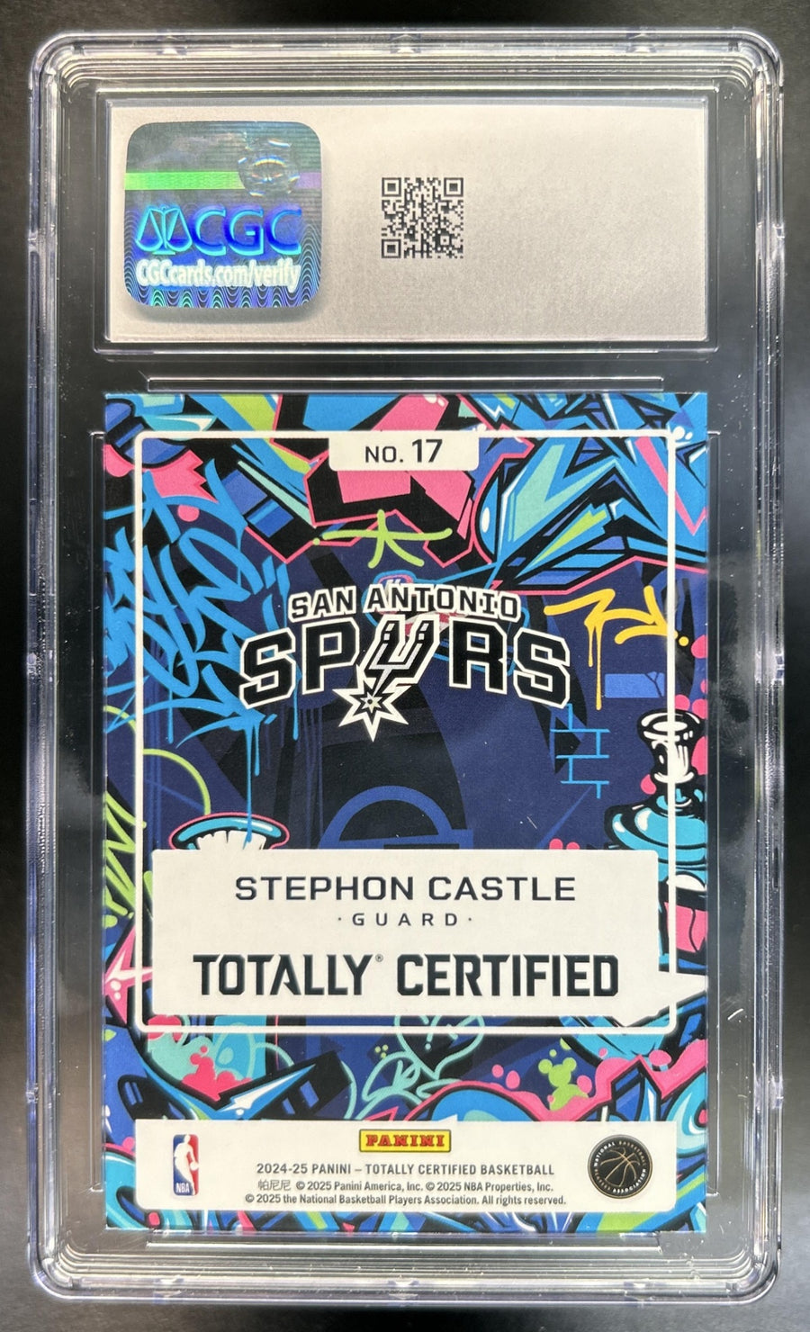 Stephon Castle 2024-25 Panini Totally Certified #17 2024 RC Spurs CGC 10