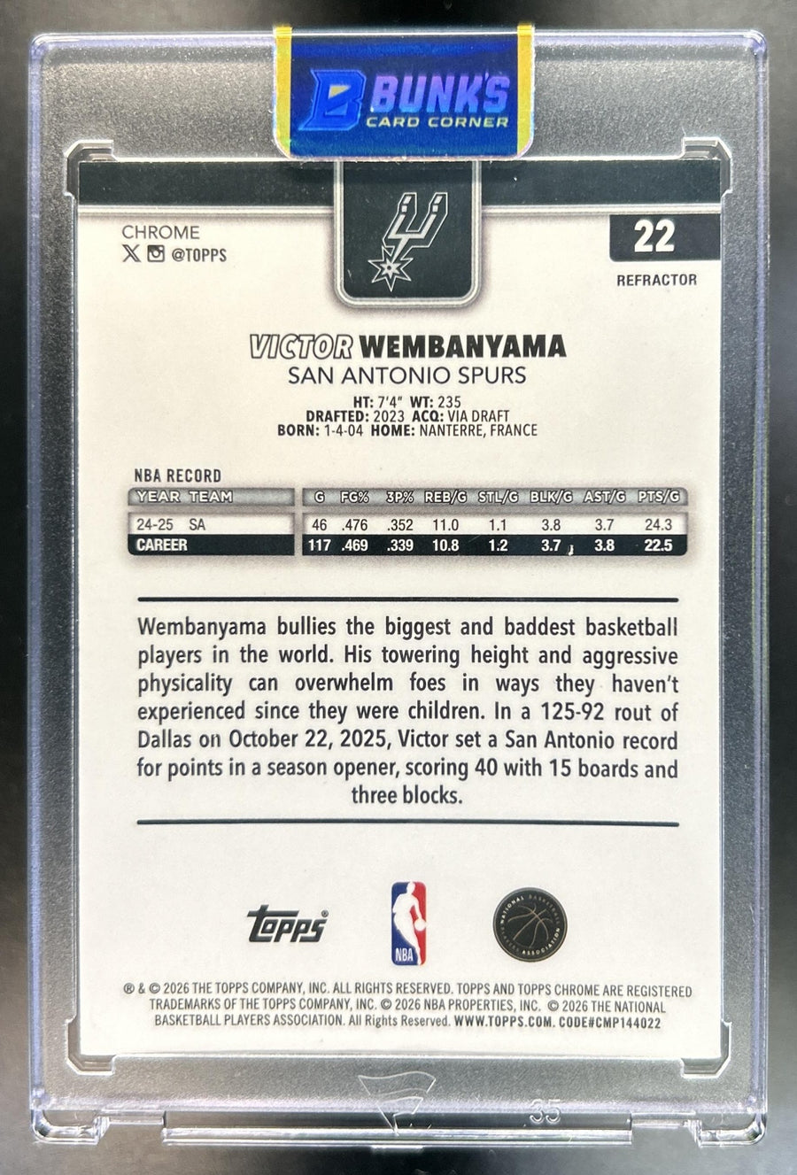 Victor Wembanyama back image