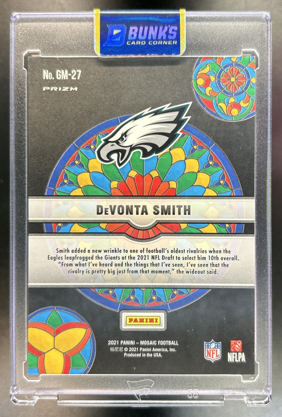 DeVonta Smith 2021 Panini Mosaic #GM-27 Glass Mosaic RC Eagles