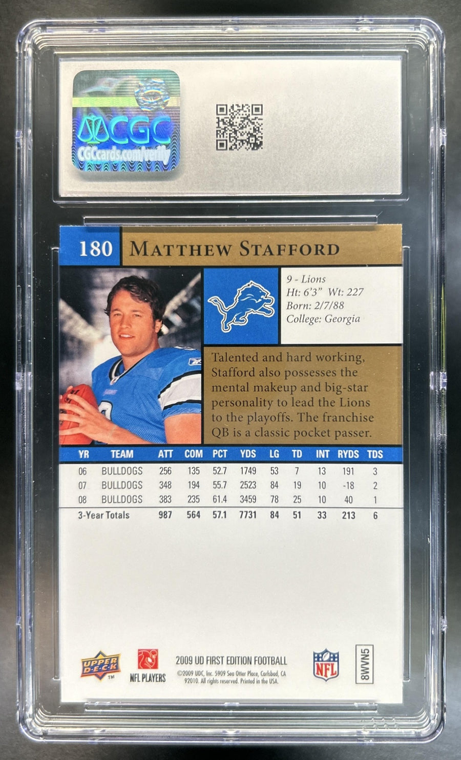 Matthew Stafford 2009 Upper Deck First Edition #180 RC Lions