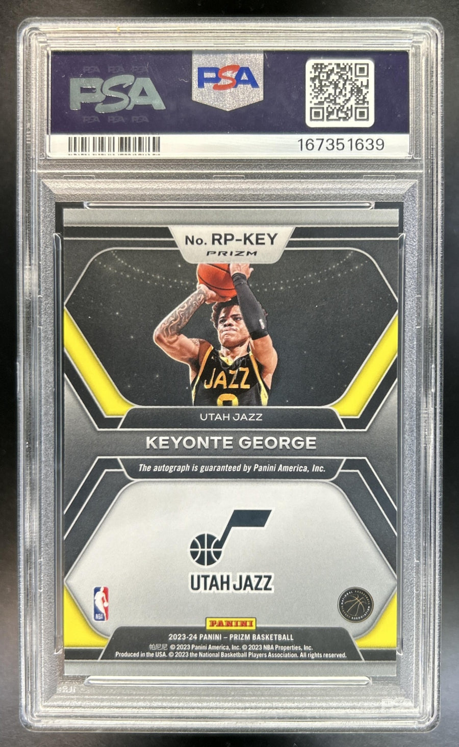 Keyonte George 2023-24 Panini Prizm #RP-KEY Rookie Penmanship Prizms Silver Auto RC Jazz PSA 10