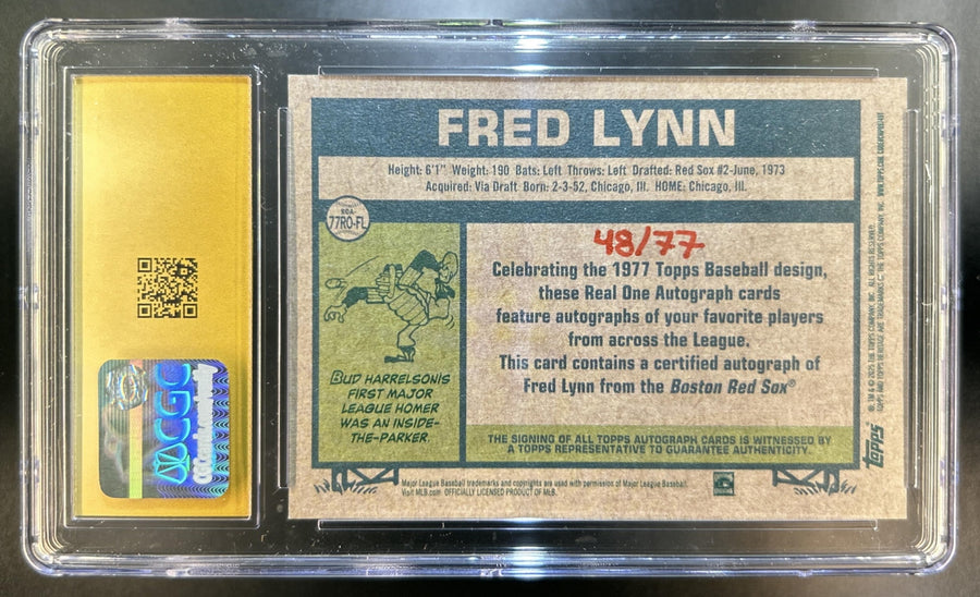 Fred Lynn 2026 Topps Heritage #77RO-FL Real One Auto Red Sox CGC Pristine 10