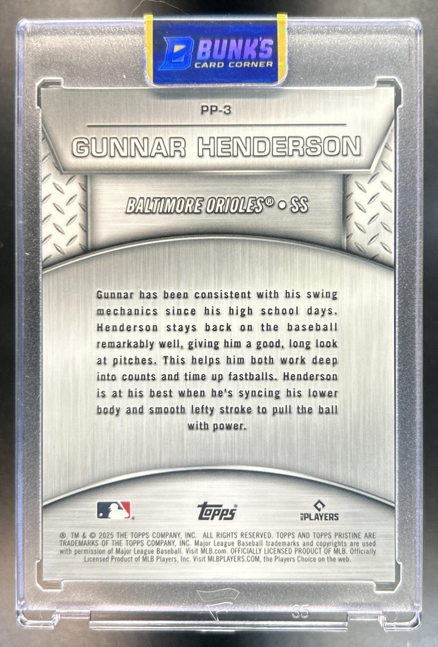Gunnar Henderson 2025 Topps Pristine #PP-3 Plated & Polished Gold Refractor 9/50 Orioles
