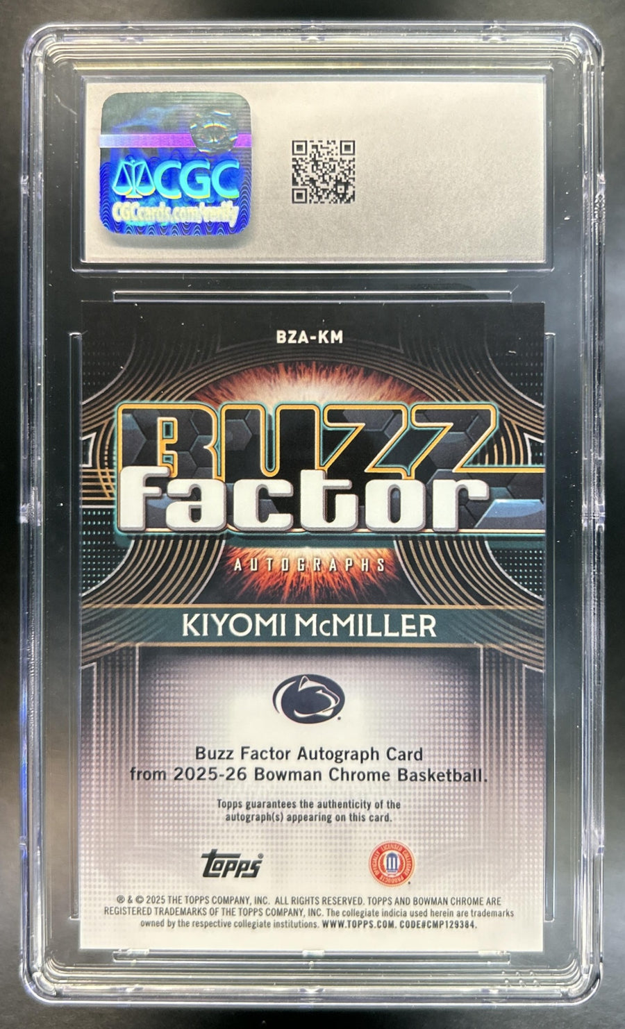 Kiyomi McMiller 2025-26 Bowman #BZA-KM Buzz Factor Auto Nittany Lions