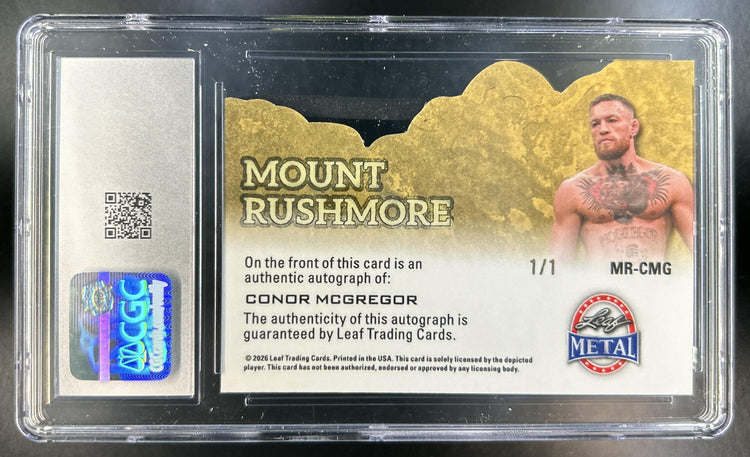 Conor McGregor President's Day #MR-CMG Mount Rushmore Orange Shimmer 1/1 Auto Crystal Red