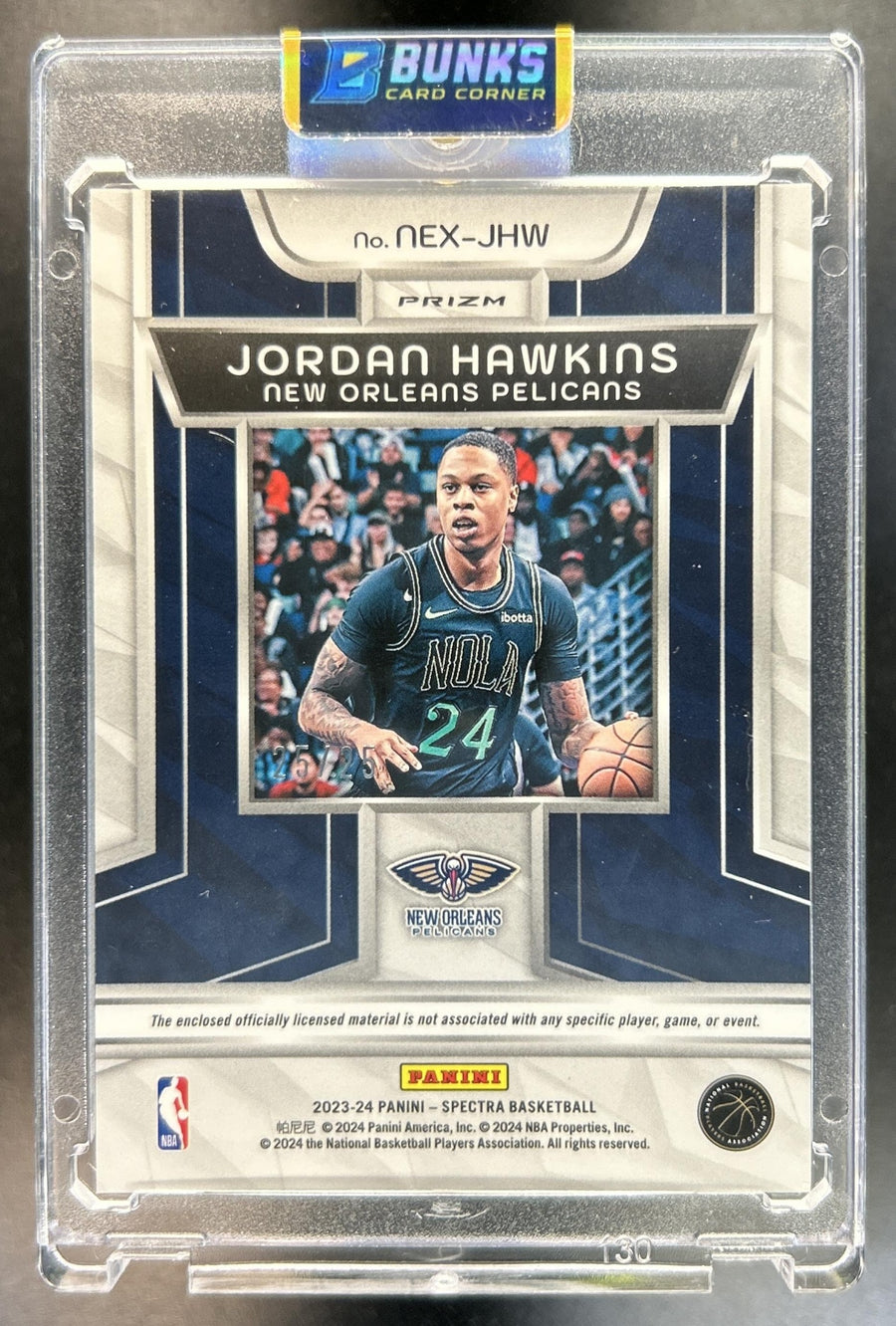 Jordan Hawkins 2023-24 Panini Spectra #NEX-JHW Next Era Celestial MEM RC 25/25 Bookend Pelicans