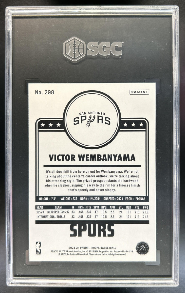 Victor Wembanyama 2023-24 Panini Hoops #298 Purple RC Spurs SGC 9.5