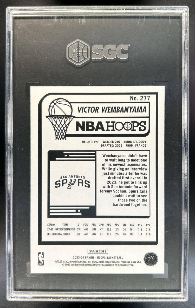 Victor Wembanyama 2023-24 Panini Hoops #277 Blue RC Spurs SGC 9