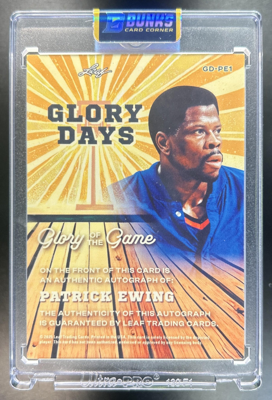 Patrick Ewing 2025 Leaf Glory of the Game #GD-PE1 Glory Days 5/30