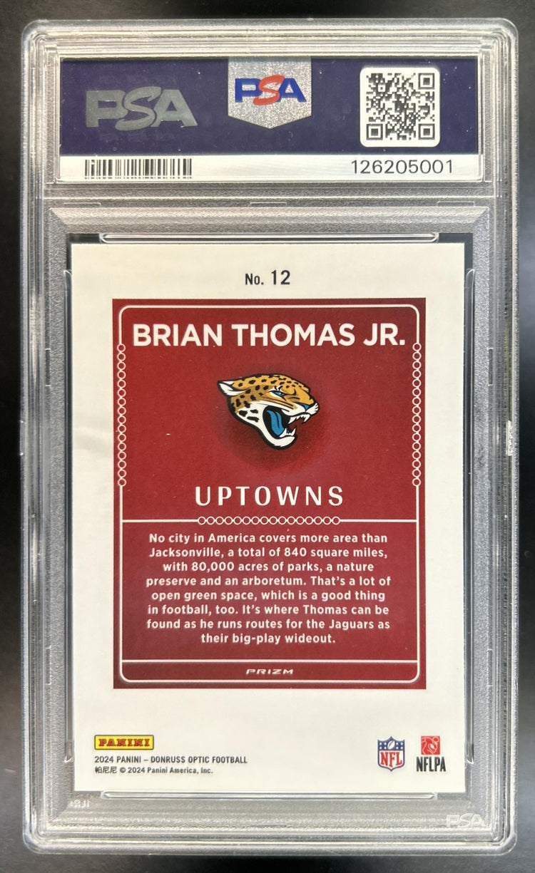 Brian Thomas Jr. 2024 Panini Donruss Optic #12 Uptown RC SSP Jaguars PSA 9