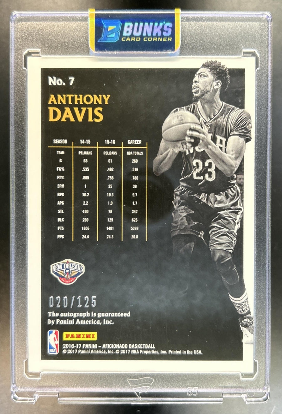 Anthony Davis 2016-17 Panini Aficionado #7 Signatures 20/125 Auto Pelicans
