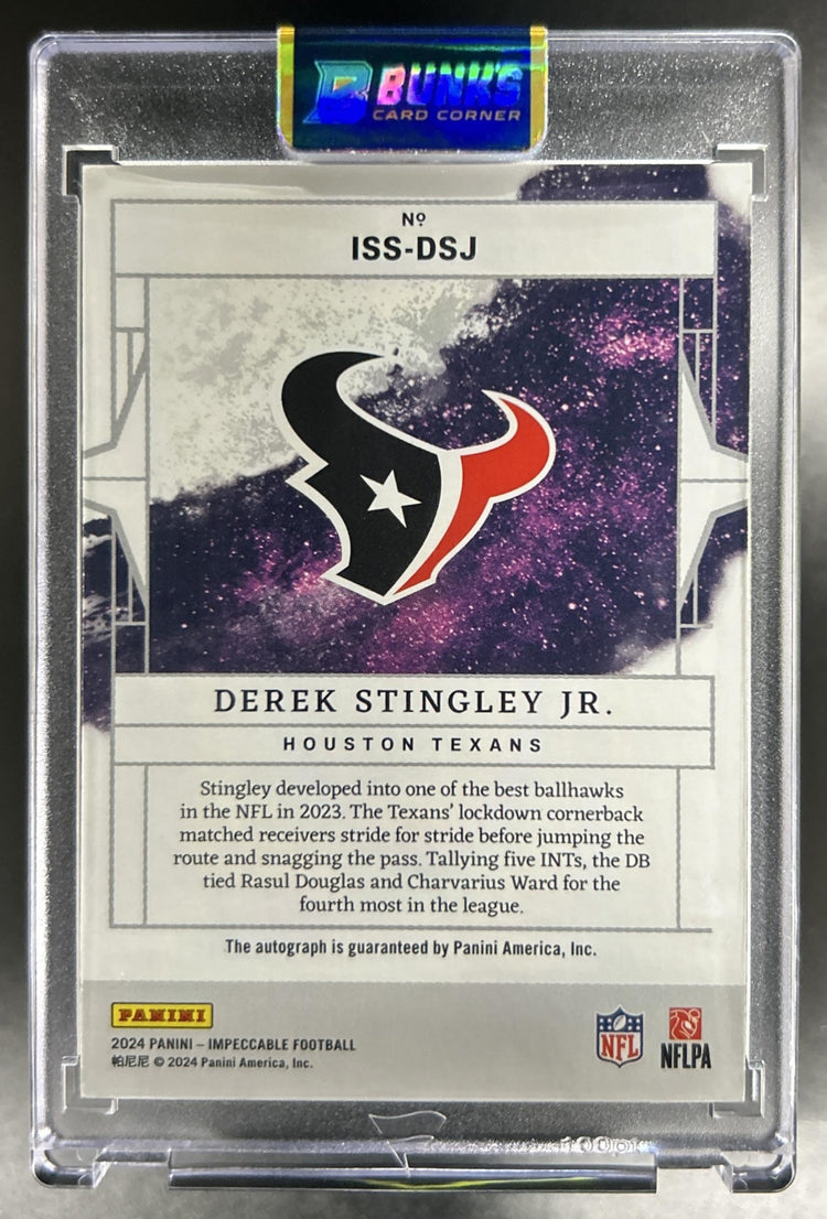 Derek Stingley Jr. 2024 Panini Impeccable #ISS-DSJ Stars Signatures Silver 44/49 Auto Texans
