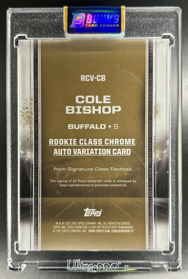 Cole Bishop 2024 Topps Signature Class #RCV-CB Rookie Chrome Auto Gold Refractor 9/10 RC Bills