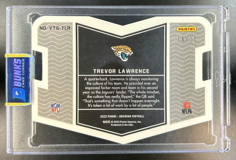 Trevor Lawrence 2022 Panini Obsidian #VTS-TLR Vitreous Electric Etch Yellow 14/15 Jaguars