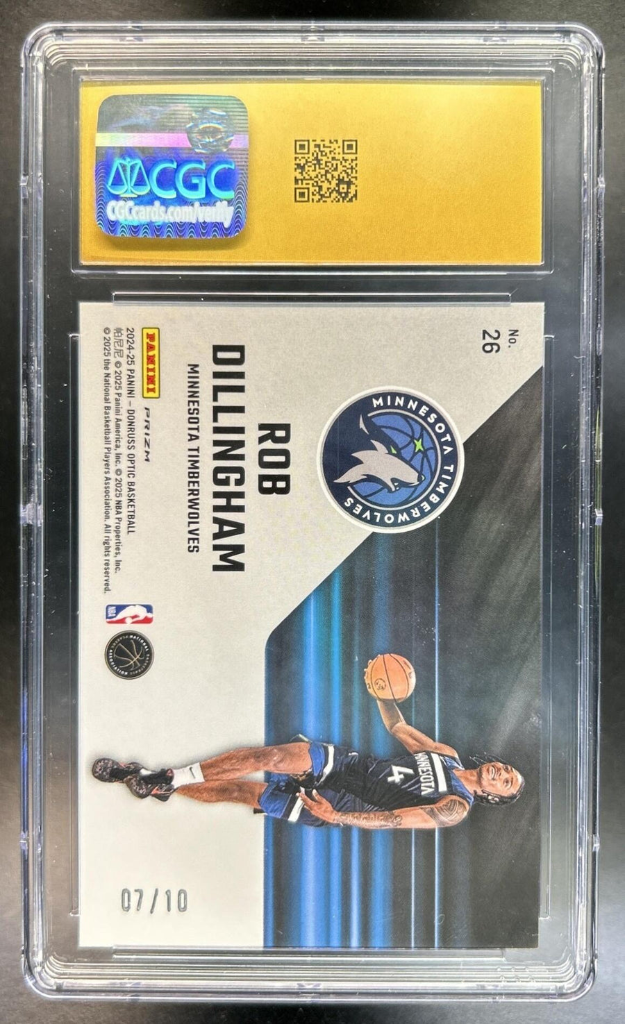 Rob Dillingham 2024-25 Panini Donruss Optic #26 Phazes Gold 7/10 Timberwolves CGC Pristine 10