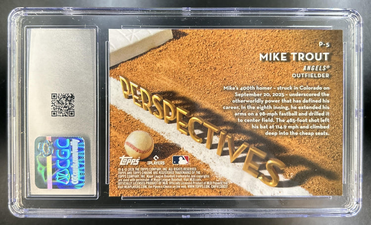 Mike Trout 2026 Topps Chrome #P-5 Perspectives Geometric Refractor Angels 1/75 CGC 5