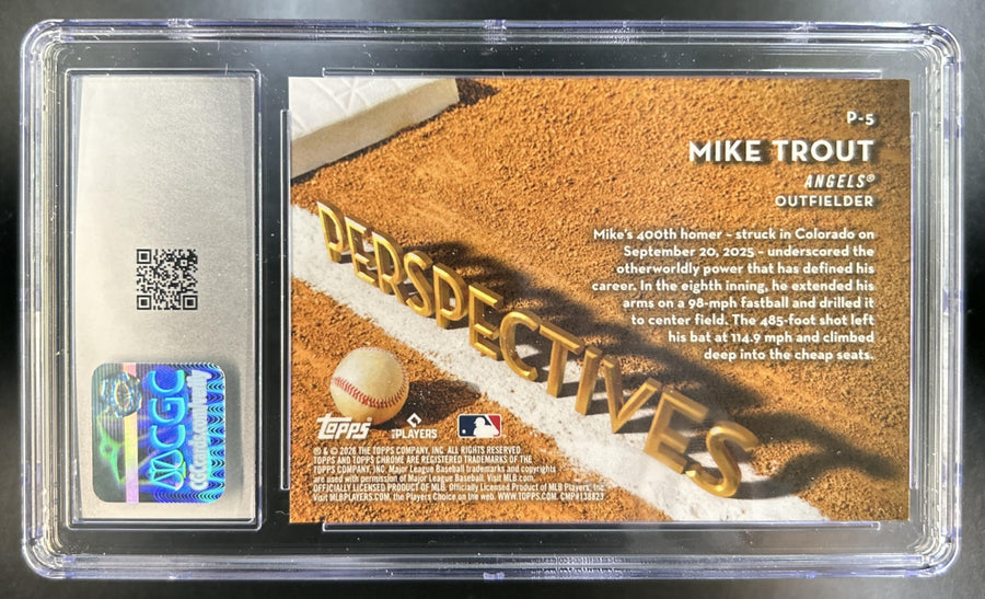 Mike Trout 2026 Topps Chrome #P-5 Perspectives Geometric Refractor Angels 1/75 CGC 5